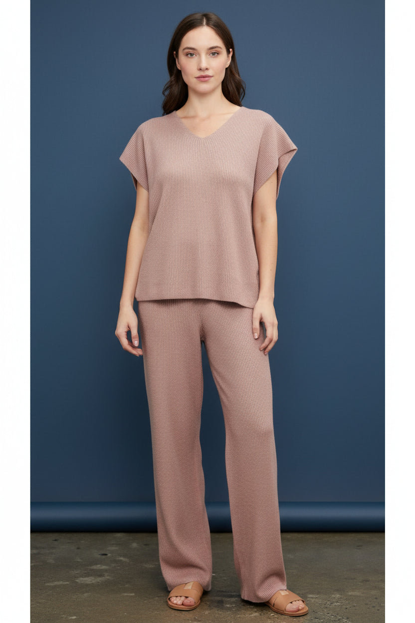 Sleeveless V-Neck Pullover Sweater Set DUSTY PINK