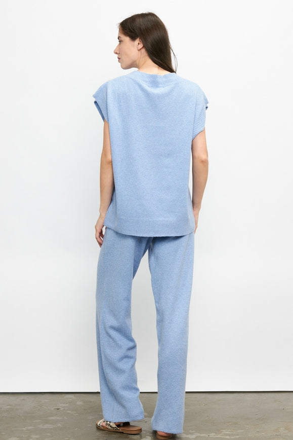 Sleeveless V-Neck Pullover Sweater Set CLOUD BLUE