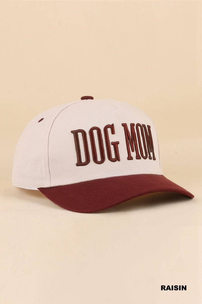 Dog Mom Two Tone Snapback Hat - RAISIN
