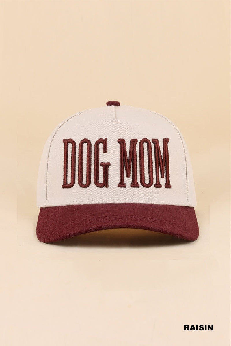 Dog Mom Two Tone Snapback Hat - RAISIN