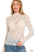 Lace See-through Layering Top - Ivory
