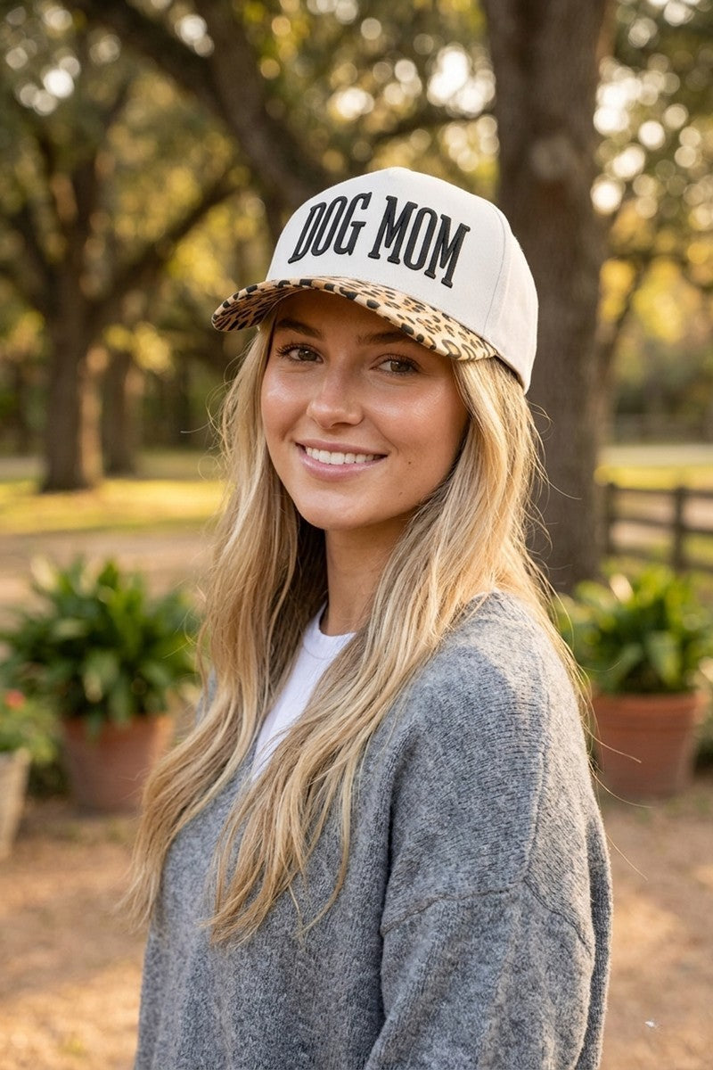 Dog Mom Two Tone Snapback Hat -LEOPARD