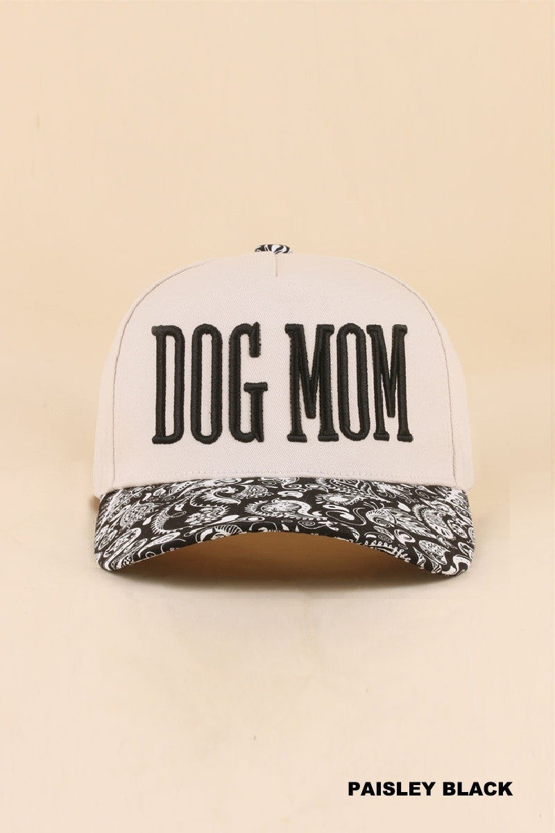 Dog Mom Two Tone Snapback Hat - PAISLEY BLACK