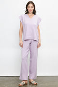 Sleeveless V-Neck Pullover Sweater Set LAVENDER