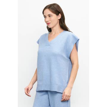 Sleeveless V-Neck Pullover Sweater Set CLOUD BLUE