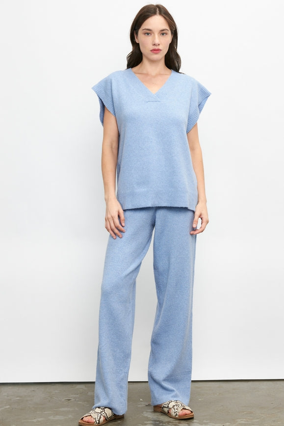 Sleeveless V-Neck Pullover Sweater Set CLOUD BLUE